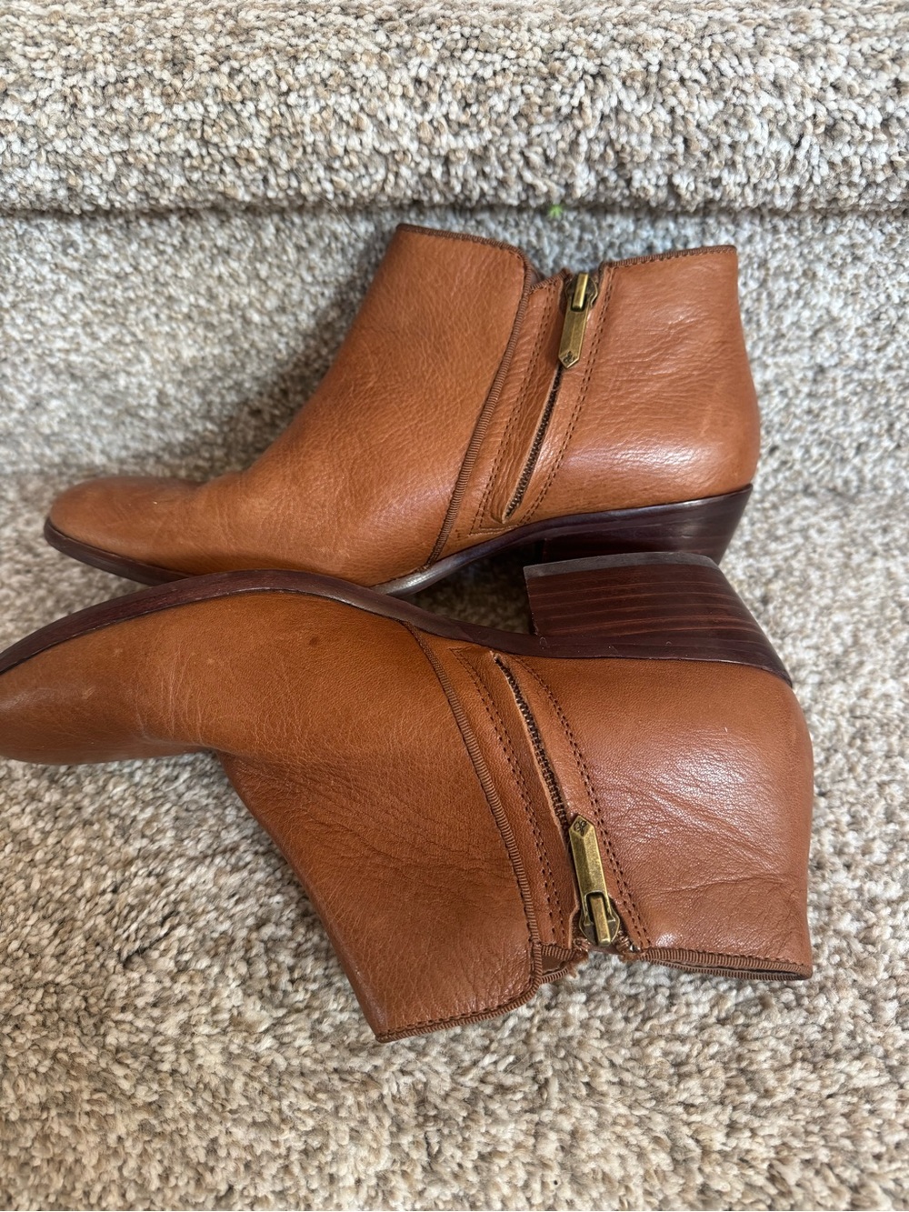 Sam Edelman Cognac Brown Ankle Boots Size 7.5 - Picture 3 of 7